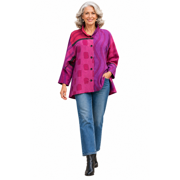 Kay Chapman Shirt, Issey, Patchwork, Pink/Violet L