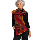 Lyndy Runyon Scarf, Nuno Felted, Red/Maroon/Purple/Copper
