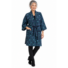 Holly Badgley Kimono, Ikat, Indigo/Green M/L
