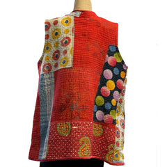 Holly Badgley Vest, Gilles, Kantha, Scarlet/Multi-Color L