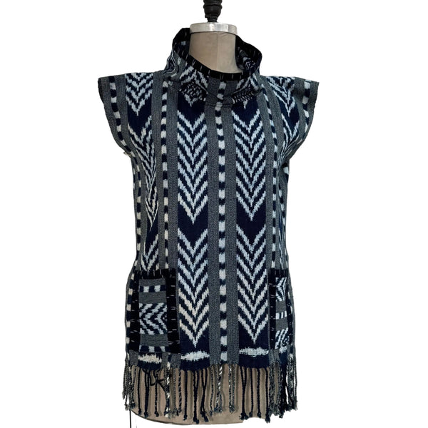 Holly Badgley Cowl Tunic, Ikat, Blue, S/M
