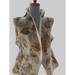 Lyndy Runyon Vest, Felted, Cream & Gold XS