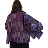 Judith Bird Jacket, Purple Ikat, Purple/Grey, Turquoise Trim, L