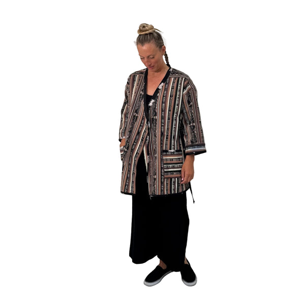 Holly Badgley Crossover, Guatemalan Cotton Ikat, Taupe, M/L