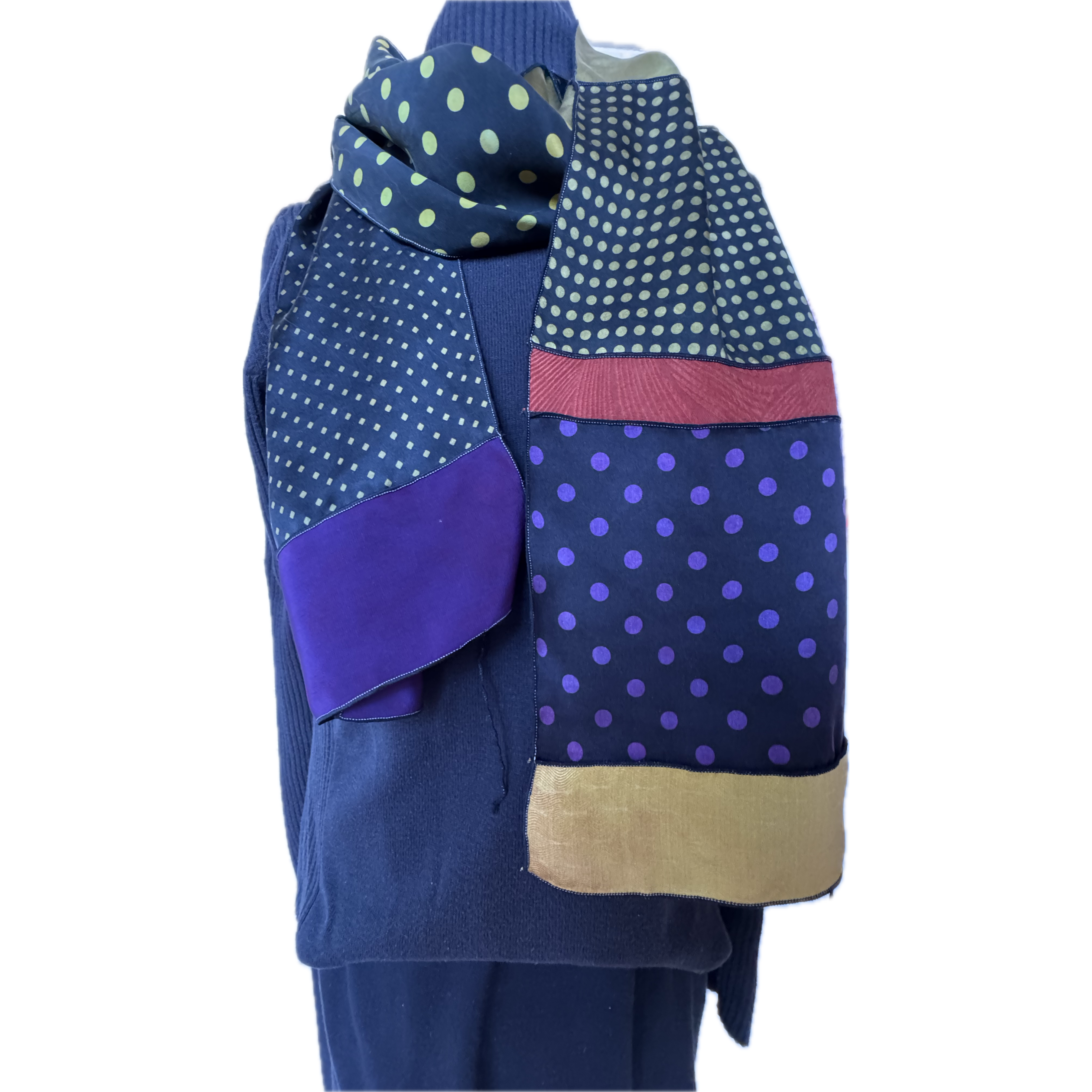 Judith Bird Scarf, SilkSingles, Mossy Dot, Olive/Black