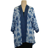 Sudarshan Kimono, Indigo, Hand Blocked, Abstract, M/L