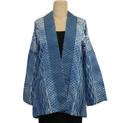 Sudarshan Kimono, Indigo, Hand-Blocked Designs, Fits M-XL