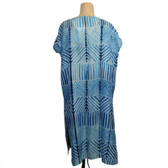 Sudarshan Vest, Long, Indigo, Hand-Blocked Patterns, M/L