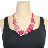 Sudarshan Necklace, Hand-Blocked Designs, Red