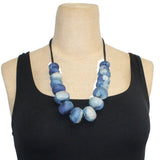 Sudarshan Necklace, Hand-Blocked Patterns, Light Indigo