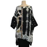 Catherine Bacon Tunic, Mosaic, Butterfly, Black/Camel/Ivory, Fits M-XL