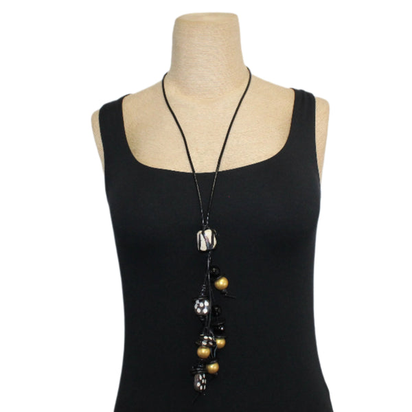 Phyllis Clark Necklace, Black/Gold/Polka Dot