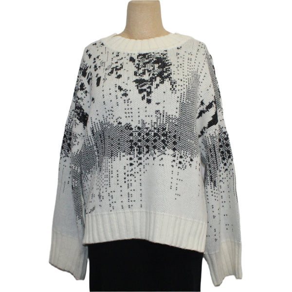 IVKO Sweater, O Neck, Favela Pattern, White/Black S & M