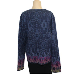 IVKO Cardigan, Zip, Ornament Pattern, Blue S & M