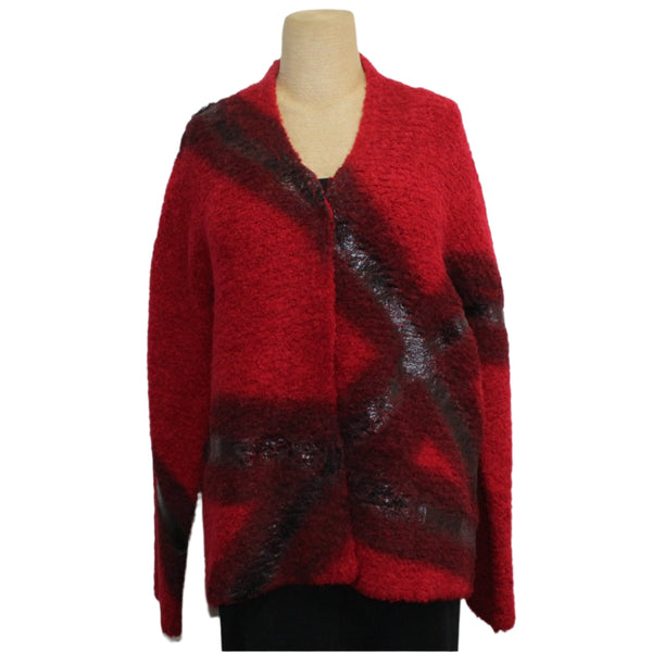 Pier Antonio Gaspari Cardigan, Tartan Print, Red/Black, M