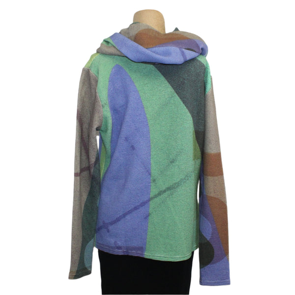 Andrea Geer Fitted Top With Scarf, Purple/Green/Tan XS, S & M