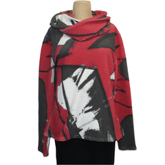 Andrea Geer Fitted Top With Scarf, Red/Black/White/Grey M