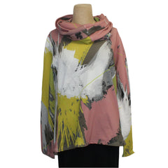 Andrea Geer Fitted Top With Scarf, Salmon/Mustard/Grey/Green S & M