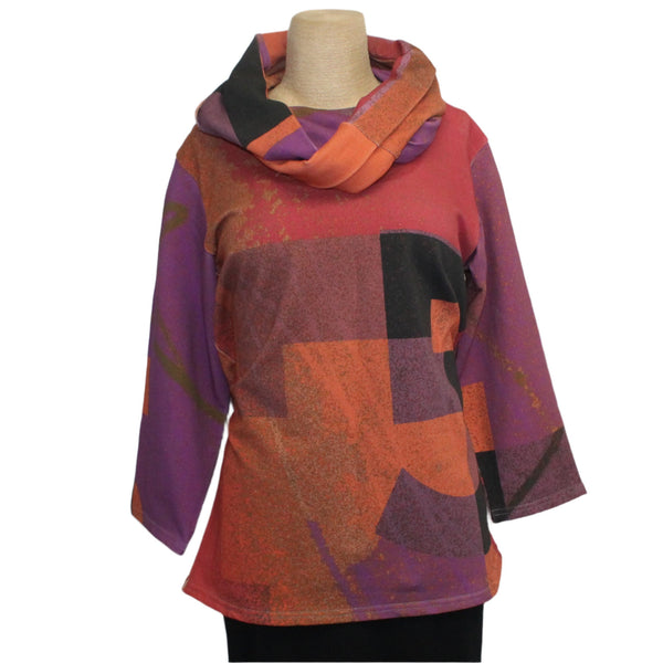 Andrea Geer Boxy Top With Scarf, Red/Orange/Purple/Black XS & M