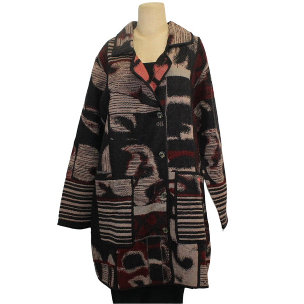 Yaza Coat, Khampa, Shangrila, Black/Maroon/Taupe S/M & M/L