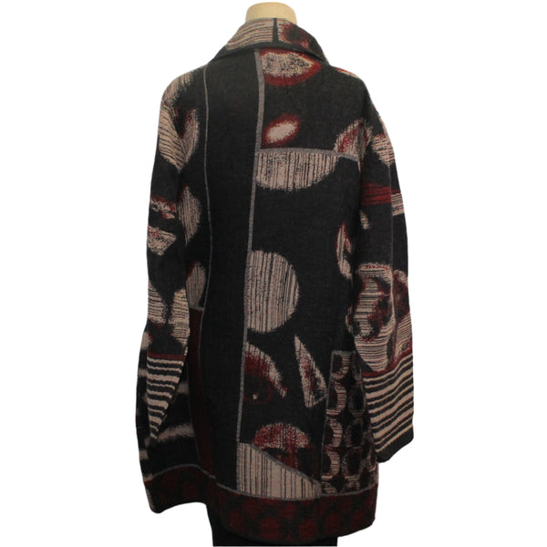 Yaza Coat, Khampa, Shangrila, Black/Maroon/Taupe S/M & M/L