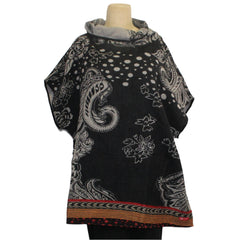 Yaza Topper, Paisley, Reversible, Black/Taupe, Fits M-XL