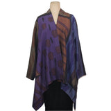 Kay Chapman Jacket, Side Drape, Patchwork, Purple/Copper/Olive, S