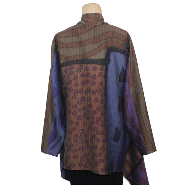 Kay Chapman Jacket, Side Drape, Patchwork, Purple/Copper/Olive, S