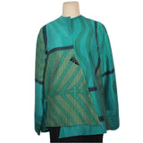 Kay Chapman Jacket, Asymmetrical, Patchwork, Greens/Black, XS/S