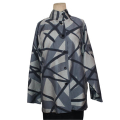 Kay Chapman Shirt, Issey, Patchwork,Silver, Grey & Black L