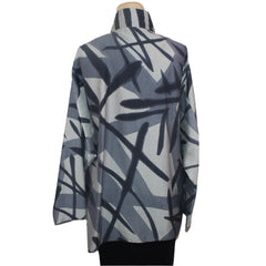 Kay Chapman Shirt, Issey, Patchwork,Silver, Grey & Black L