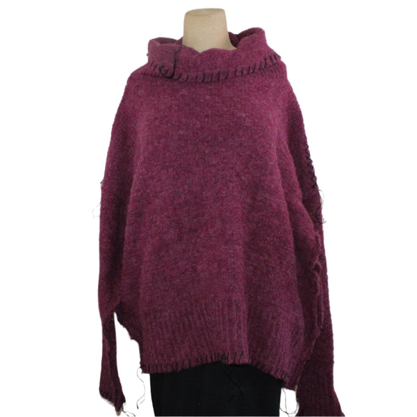 Amano Sweater, Alpaca, Saddle Hand Stitch, Merlot/Black M & L/XL