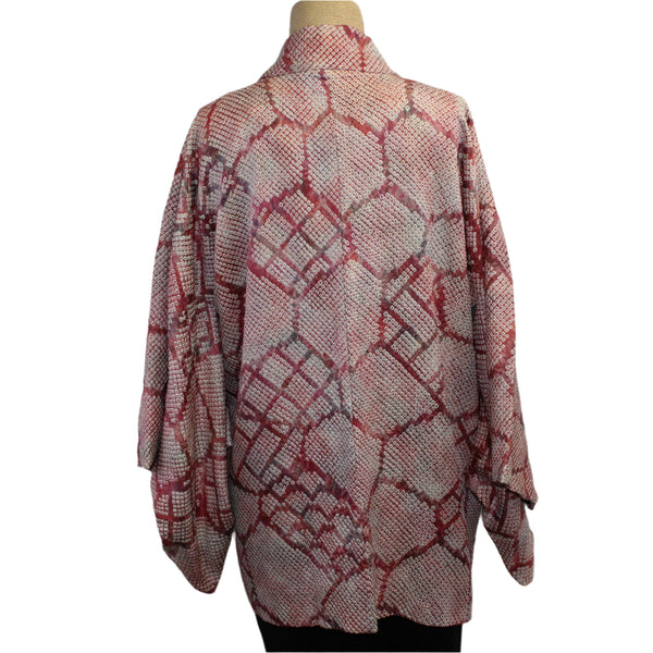 Vintage Silk Kimono, Shibori, Purple, OS