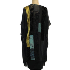 Diane Katz Designs, Sleeveless Kimono, Black/Gold/Aqua, OS Fits XS-M