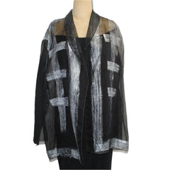 Diane Katz Designs Jacket, Silver/Black Grid, OS Fits S-L