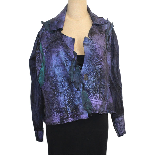Tatiana Palnitska Jacket, Leather Detailed With Feather Appliques, S
