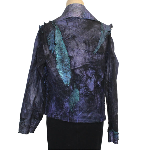 Tatiana Palnitska Jacket, Leather Detailed With Feather Appliques, S