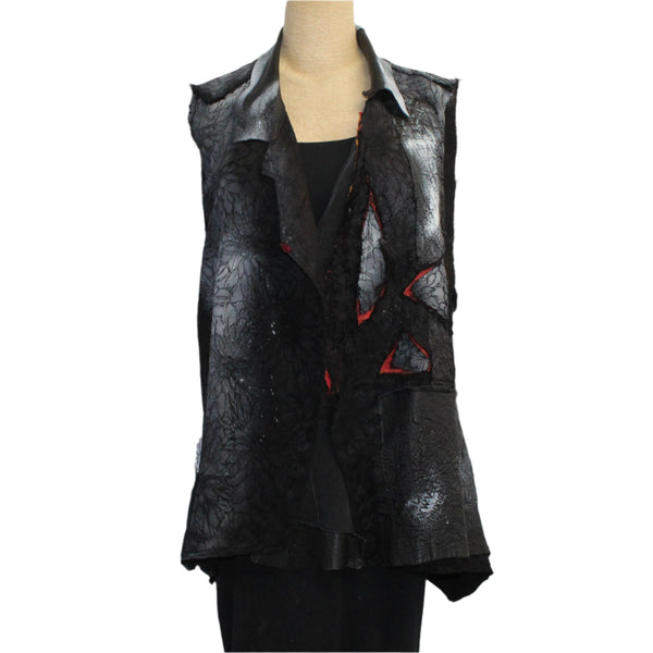 Tatiana Palnitska Vest, Black, Red & White