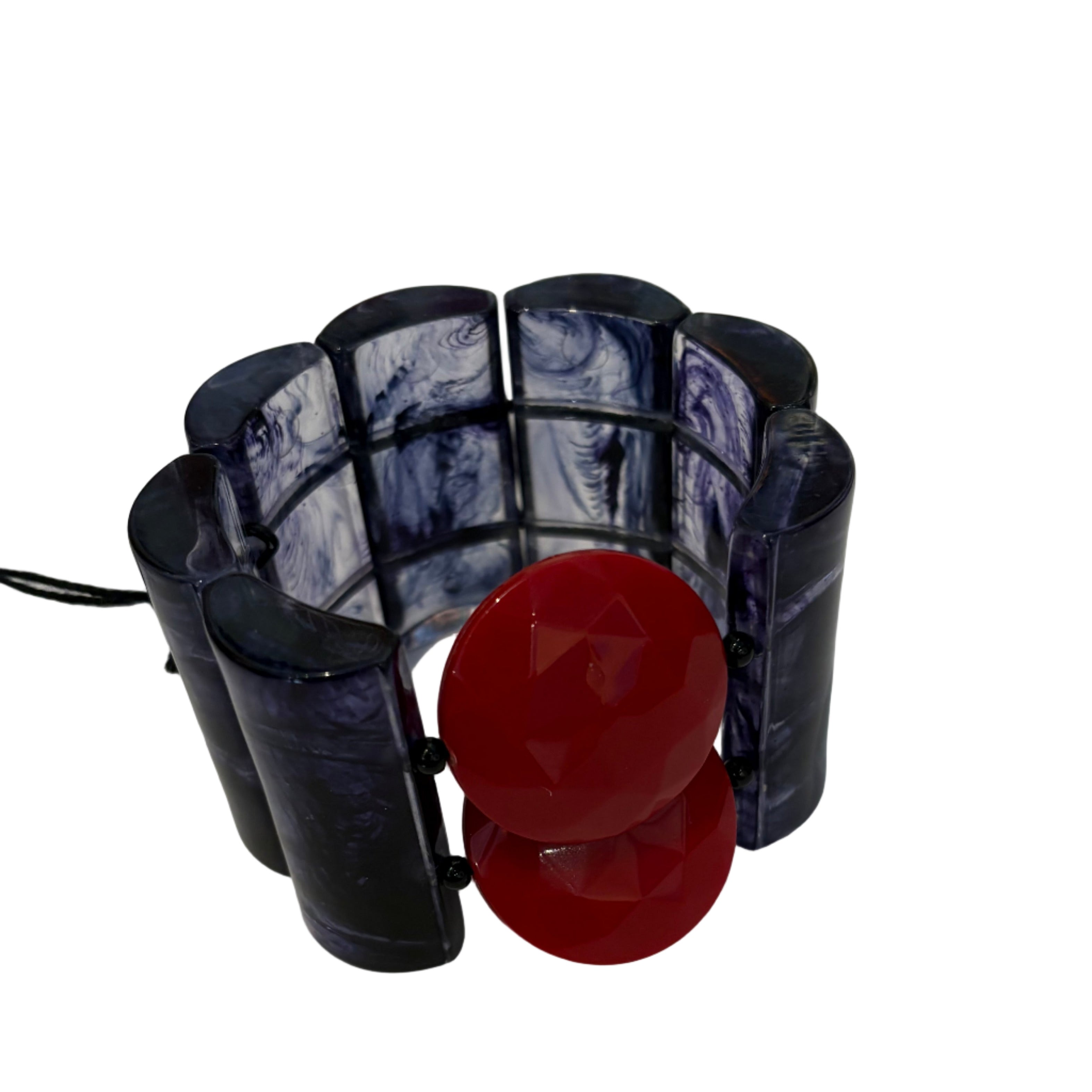 Michaela Malin Bracelet, Coco Transparent, Black with Red