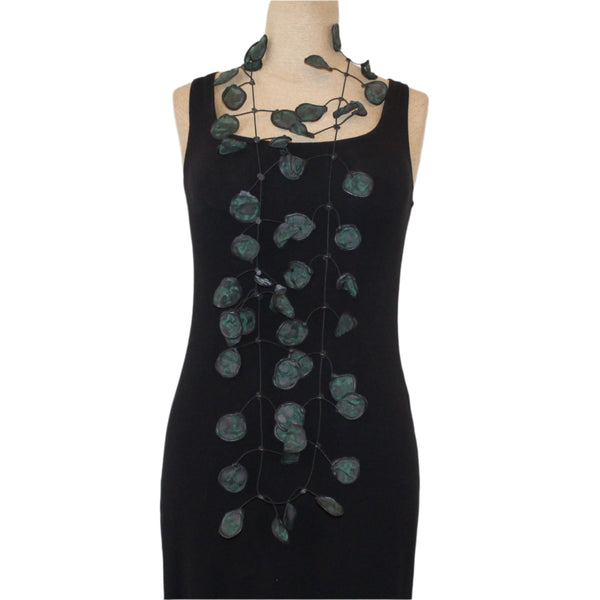 Annemieke Necklace, Transparent Polka Dot, Olive/Black