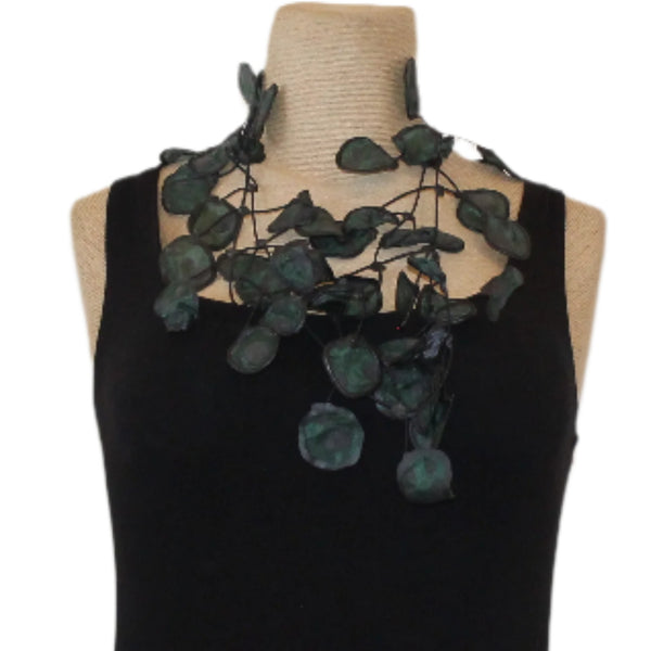 Annemieke Necklace, Transparent Polka Dot, Olive/Black