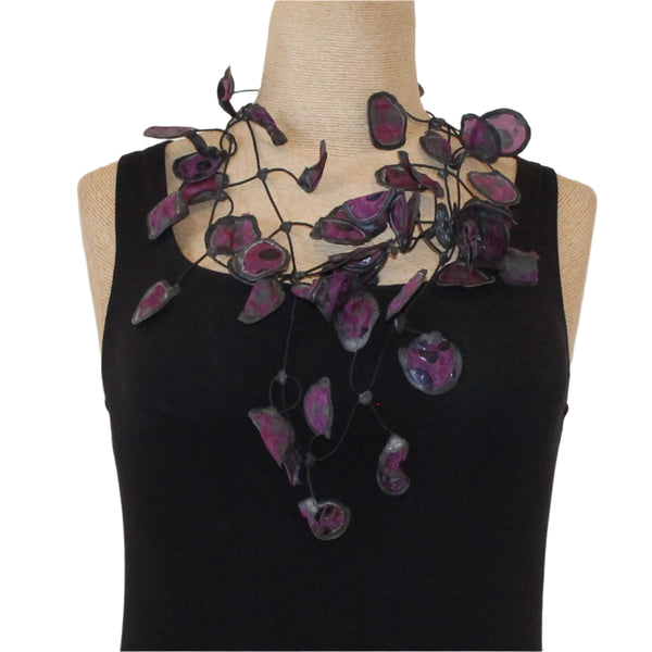 Annemieke Necklace, Transparent Polka Dot, Purple