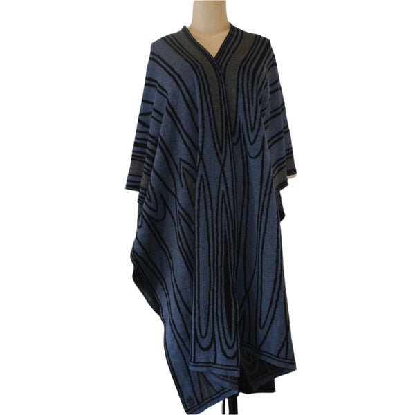 Sharon London Cape, Reversible, Denim/Black/Charcoal