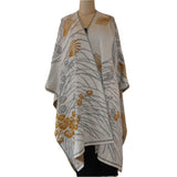 Sharon London Cape, Reversible, Cream/Grey/Gold