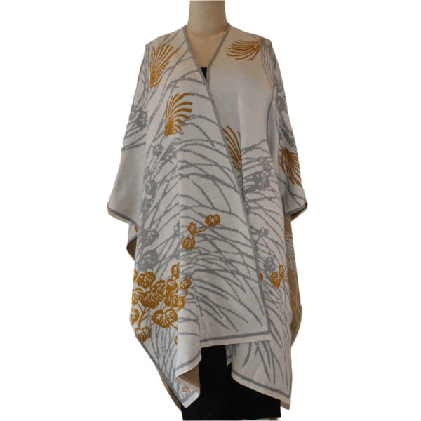 Sharon London Cape, Reversible, Cream/Grey/Gold