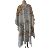Sharon London Cape, Reversible, Cream/Grey/Gold