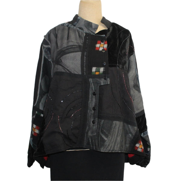 M Square Jacket, Crop, Black/Gray/Multi L/XL