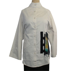 M Square Shirt, Roll Up, Ecru/Multi L & XL
