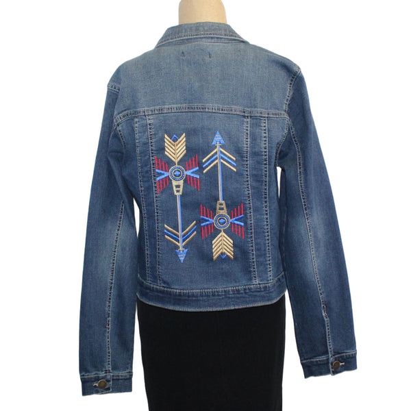 Patty Vizza Jacket, Embroidered Arrows, Blue Denim, XS