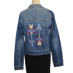 Patty Vizza Jacket, Embroidered Arrows, Blue Denim, XS